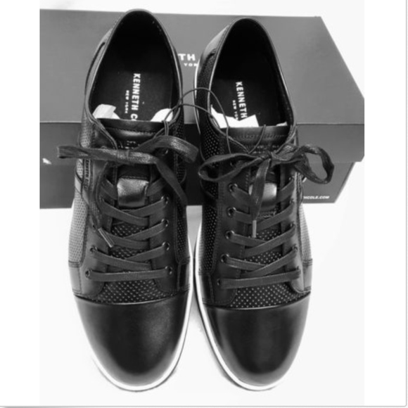 Kenneth Cole Black Leather Lace Up Shoes 9.5 - Picture 2 of 8